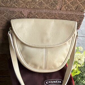 COACH Vintage 80s Paris Small Butter Cream Half Moon Shoulder Crossbody Bag Dust
